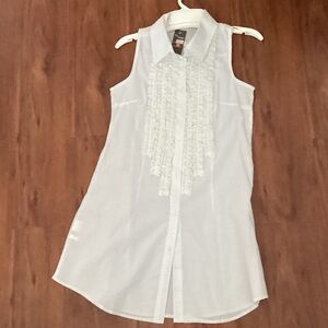The Limited White Sleeveless Ruffle dress